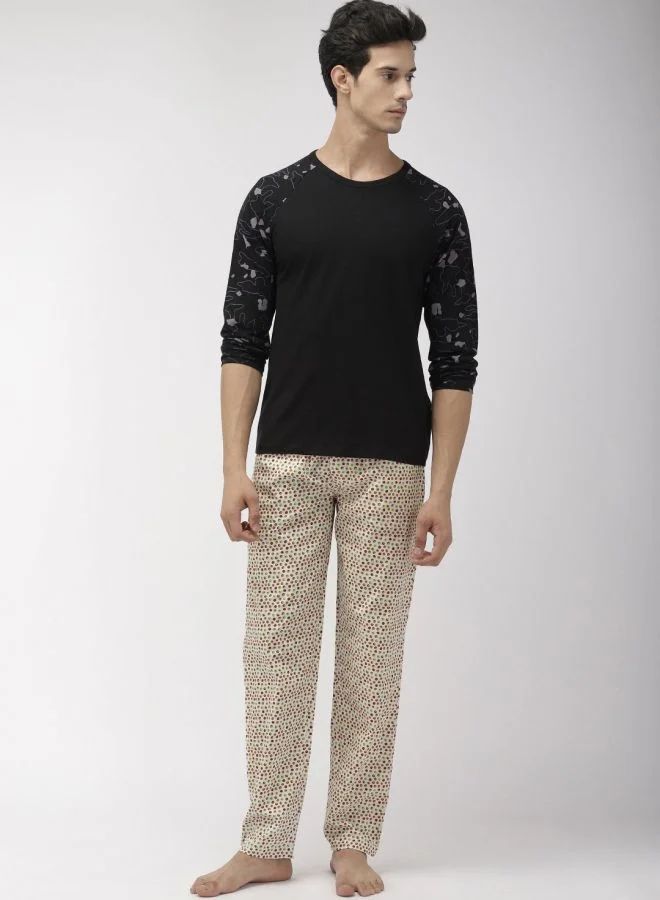 The Indian Garage Co Men Slim Fit Mid-Rise Cotton Printed Lounge Pants