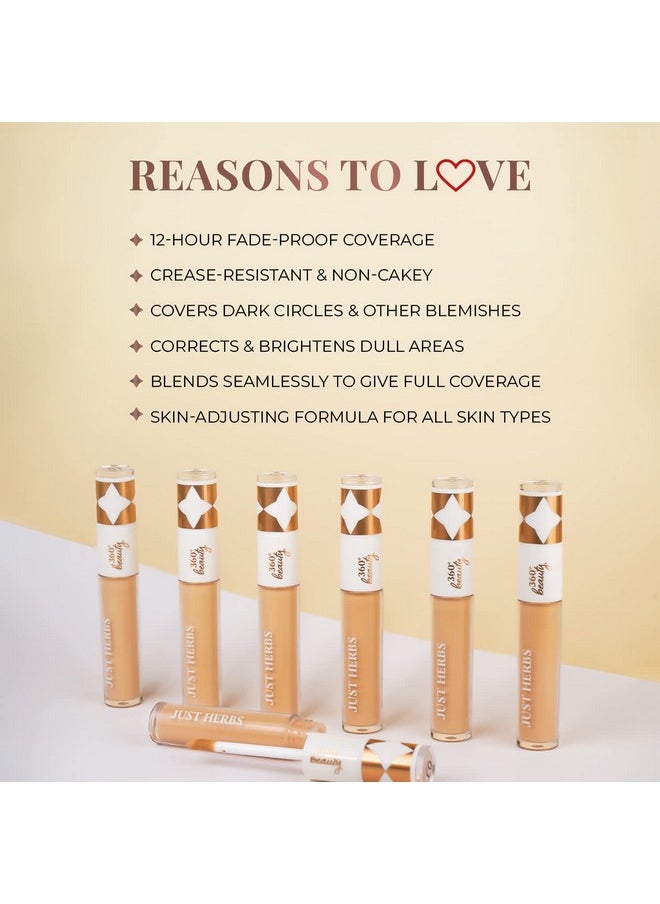 Just Herbs Concealer For Face Makeup With Liquorice Root Dewy Finish, Full Coverage Ultra Blendable Dark Circle Spot Brightening And Correcting Concealer 6Ml (Procelain)  - Image 2