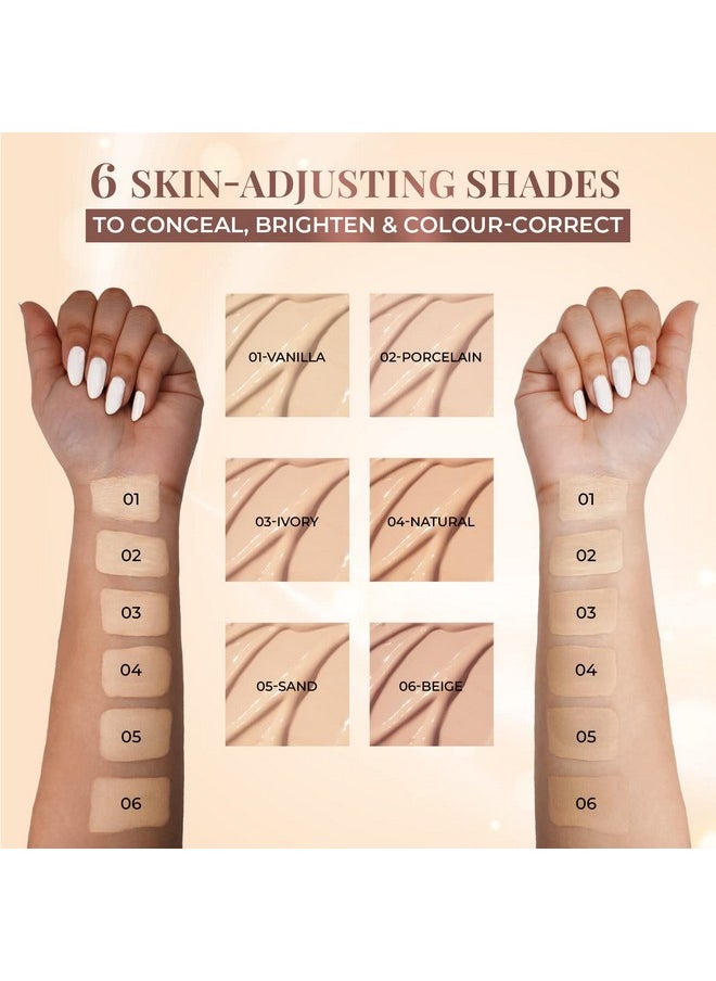 Just Herbs Concealer For Face Makeup With Liquorice Root Dewy Finish, Full Coverage Ultra Blendable Dark Circle Spot Brightening And Correcting Concealer 6Ml (Procelain)  - Image 1