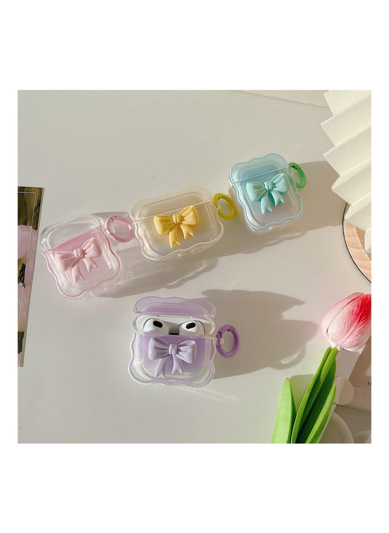 SYOSI Soft Clear TPU Case for AirPods 3 (2021), (Purple) Colorful Bow Keychain Cover Cute 3D Bow Design Cover Clear Protective Case Shockproof Case Cute Protective Cover for Girls Woman Airpods 3  - Image 3