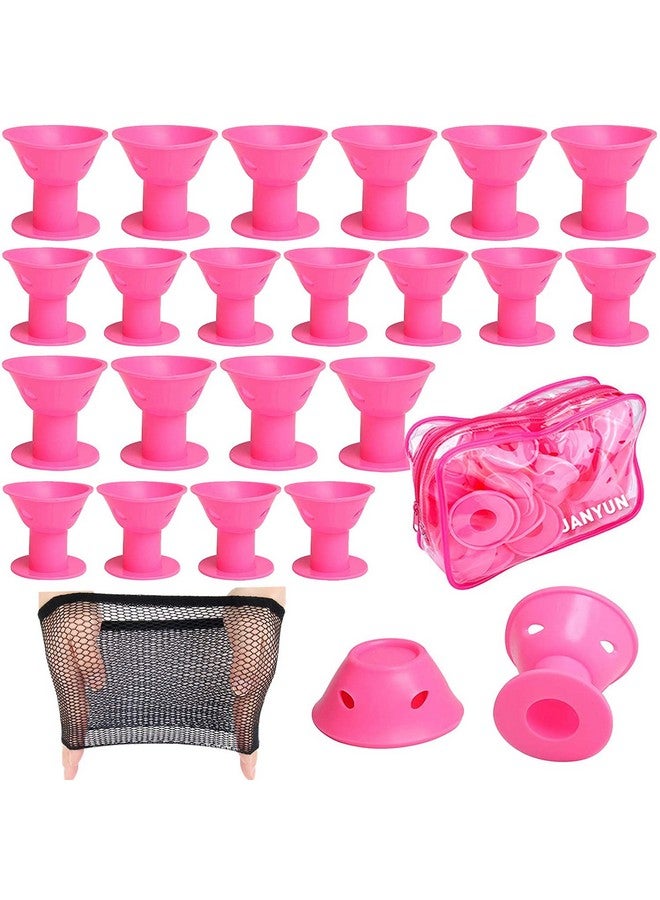 JANYUN 40 Pcs Pink Magic Hair Rollers Include 20Pcs Large Silicone Curlers And 20Pcs Small Silicone Curlers - Image 1