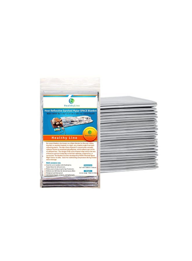 Generic Healthyline  - Thermal Foil Sauna Blanket Pack of 50 pcs - for Detox  Weight Loss Far Infrared Therapy Survival and Preparedness - Retains up to 97 of Body Heat - 64in x 84in Mylar Sheets  - Image 1
