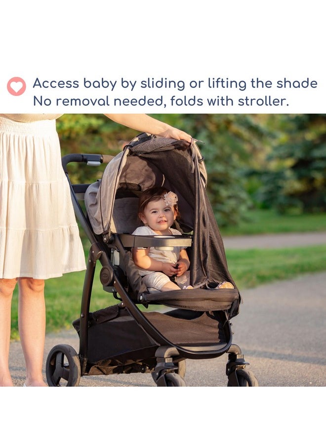 IntiMom - Stroller Sun Shade (Large). Universal Adjustable SPF 30+ Sunshade with See Through, Canopy Stroller Sun Shade, Stroller Sun Shade Extender, Shade Cover for Stroller, Mesh Net Cover by IntiMom - Image 1