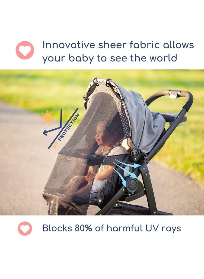 IntiMom - Stroller Sun Shade (Large). Universal Adjustable SPF 30+ Sunshade with See Through, Canopy Stroller Sun Shade, Stroller Sun Shade Extender, Shade Cover for Stroller, Mesh Net Cover by IntiMom - Image 1