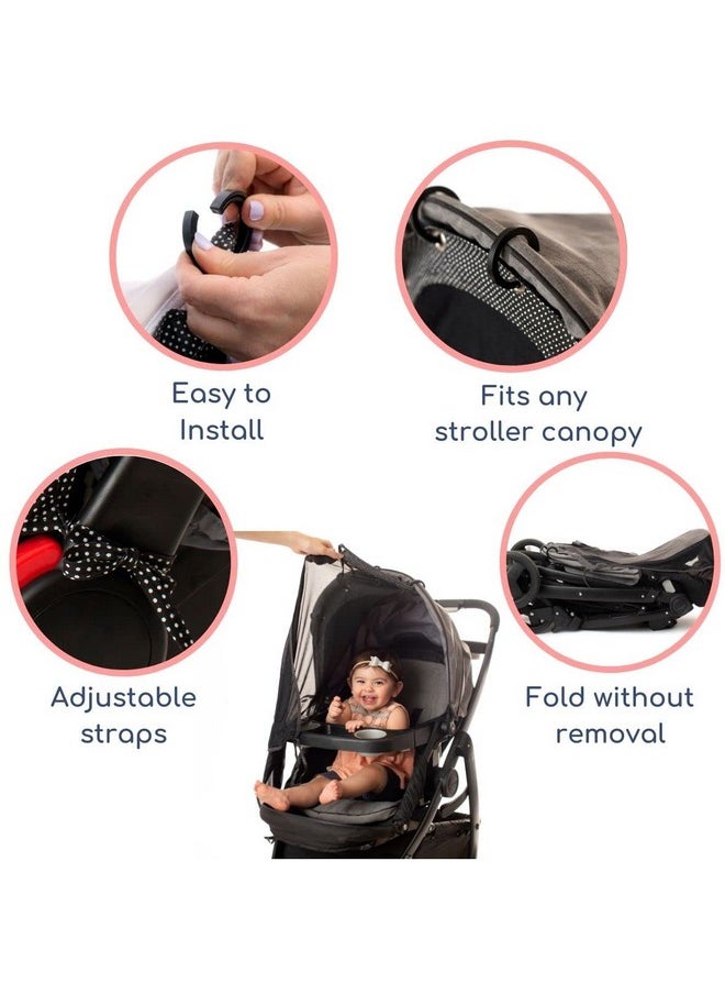 IntiMom - Stroller Sun Shade (Large). Universal Adjustable SPF 30+ Sunshade with See Through, Canopy Stroller Sun Shade, Stroller Sun Shade Extender, Shade Cover for Stroller, Mesh Net Cover by IntiMom - Image 1