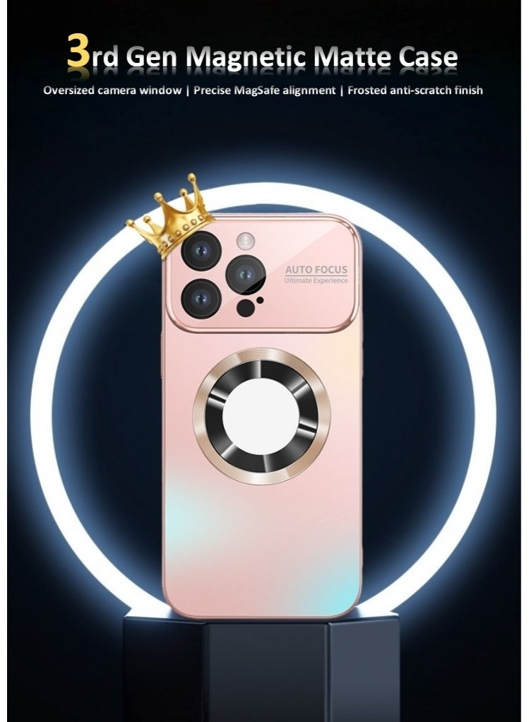 Stylish Large Window Case for iPhone 16 Pro - Compatible with MagSafe Slim Matte Finish Shockproof Phone Case with Showcase, Full Camera Lens Protection, Anti-Fingerprint Dustproof TPU Cover (Pink) - Image 3