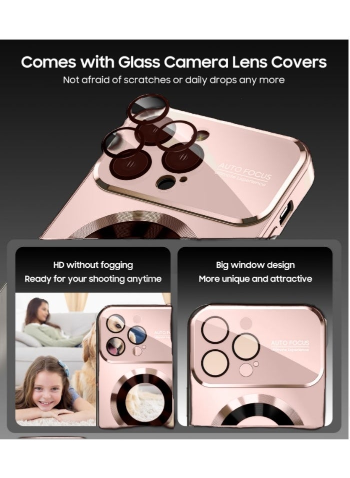 Stylish Large Window Case for iPhone 16 Pro - Compatible with MagSafe Slim Matte Finish Shockproof Phone Case with Showcase, Full Camera Lens Protection, Anti-Fingerprint Dustproof TPU Cover (Pink) - Image 5