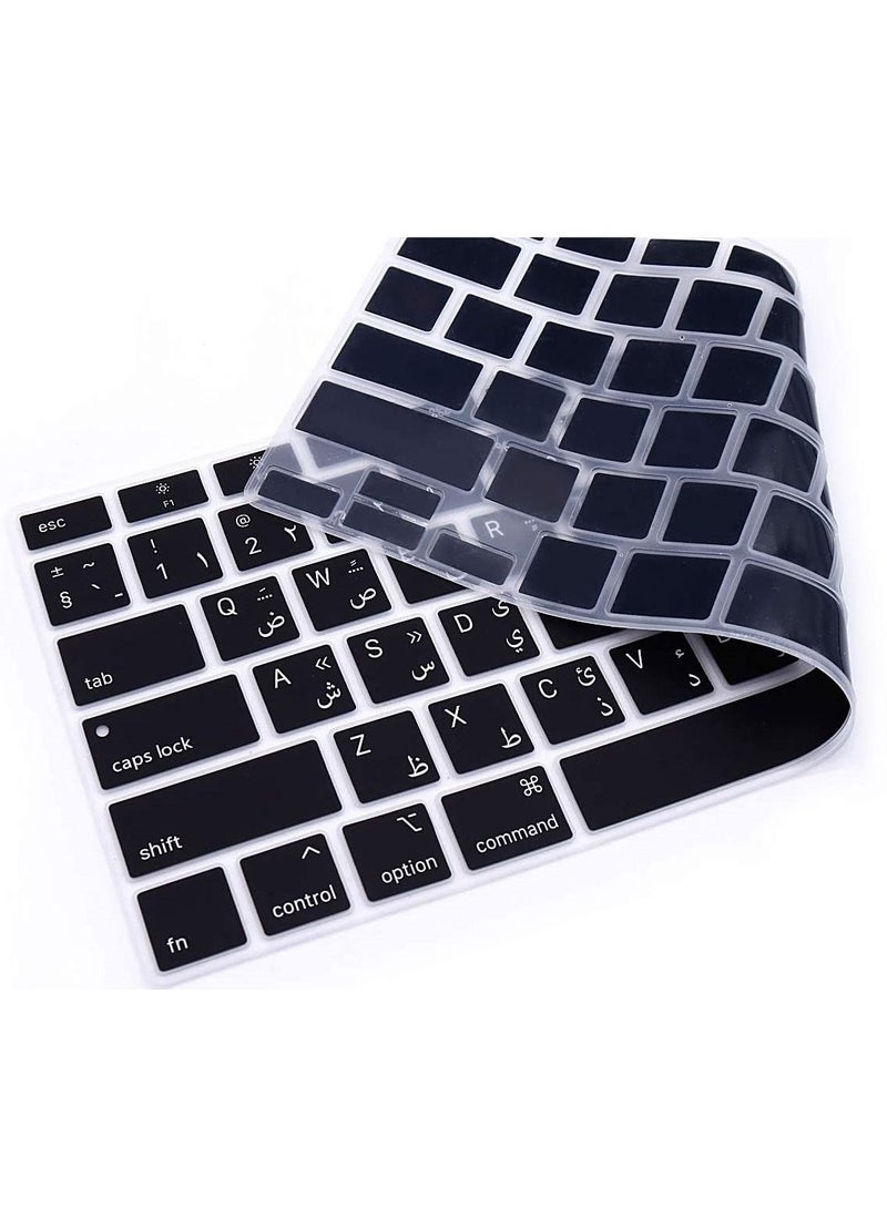 أمم غطاء لوحة مفاتيح إنجليزي عربي بتصميم أمريكي لجهاز MacBook New Air 13 بوصة شاشة شبكية تعمل باللمس طراز A2179 / A2337 إصدار 2020/2021 أسود - Image 4