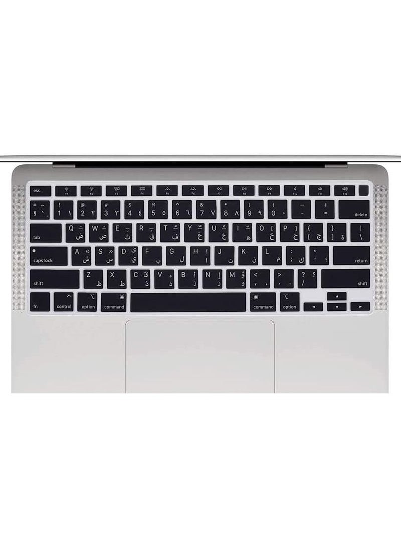 أمم غطاء لوحة مفاتيح إنجليزي عربي بتصميم أمريكي لجهاز MacBook New Air 13 بوصة شاشة شبكية تعمل باللمس طراز A2179 / A2337 إصدار 2020/2021 أسود - Image 3