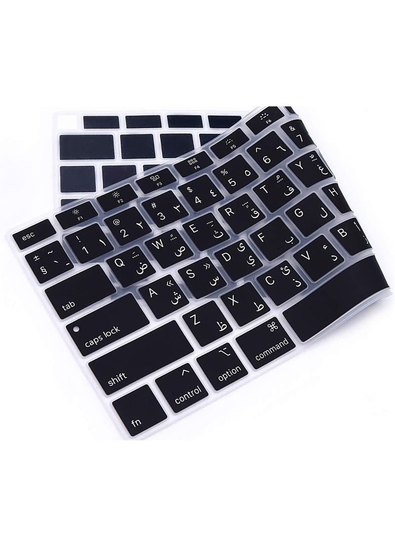 أمم غطاء لوحة مفاتيح إنجليزي عربي بتصميم أمريكي لجهاز MacBook New Air 13 بوصة شاشة شبكية تعمل باللمس طراز A2179 / A2337 إصدار 2020/2021 أسود - Image 5