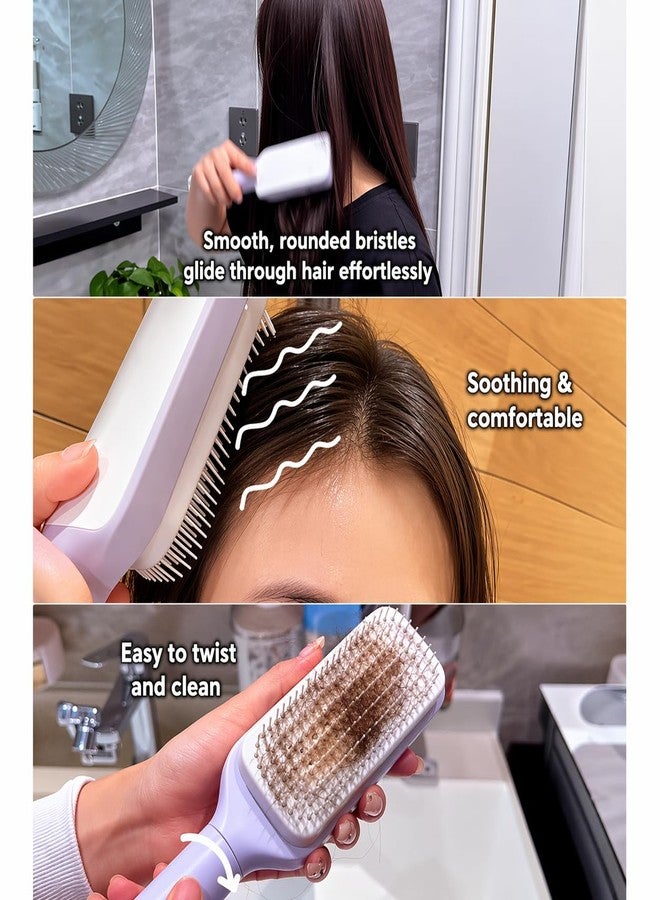 ShopiMoz Self Cleaning Hair Brush for Women & Men, Detangler Hair Comb for Wet Dry Hair, Anti Static Hairbrush, Scalp Massage Comb for Curly Thick Hair - Image 5