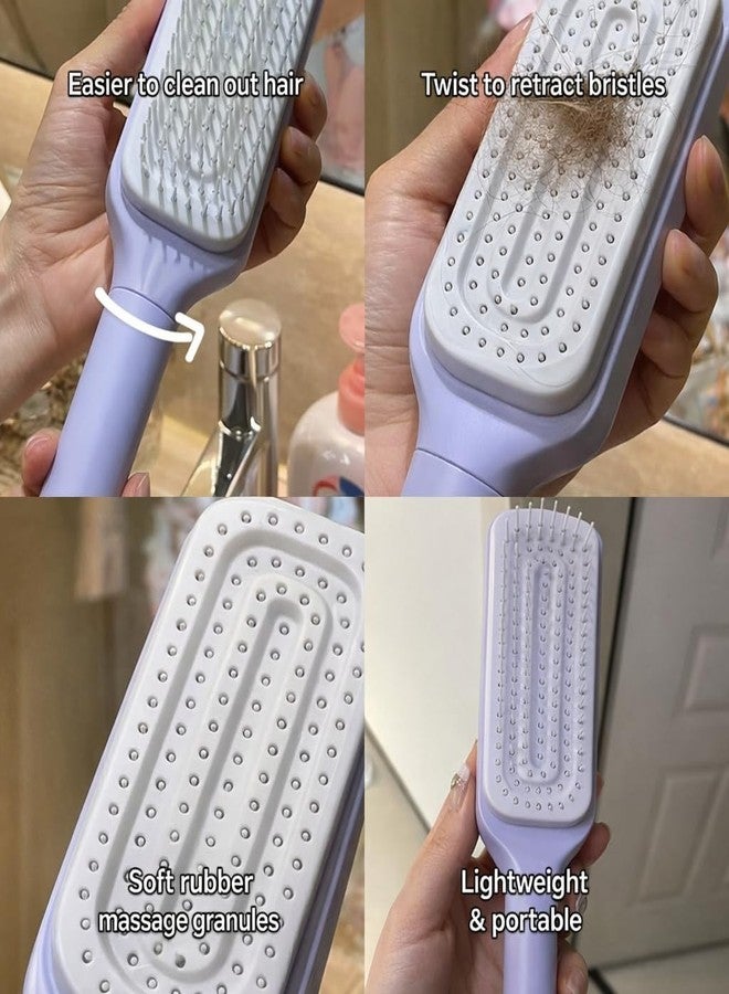 ShopiMoz Self Cleaning Hair Brush for Women & Men, Detangler Hair Comb for Wet Dry Hair, Anti Static Hairbrush, Scalp Massage Comb for Curly Thick Hair - Image 3