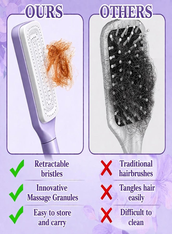 ShopiMoz Self Cleaning Hair Brush for Women & Men, Detangler Hair Comb for Wet Dry Hair, Anti Static Hairbrush, Scalp Massage Comb for Curly Thick Hair - Image 4
