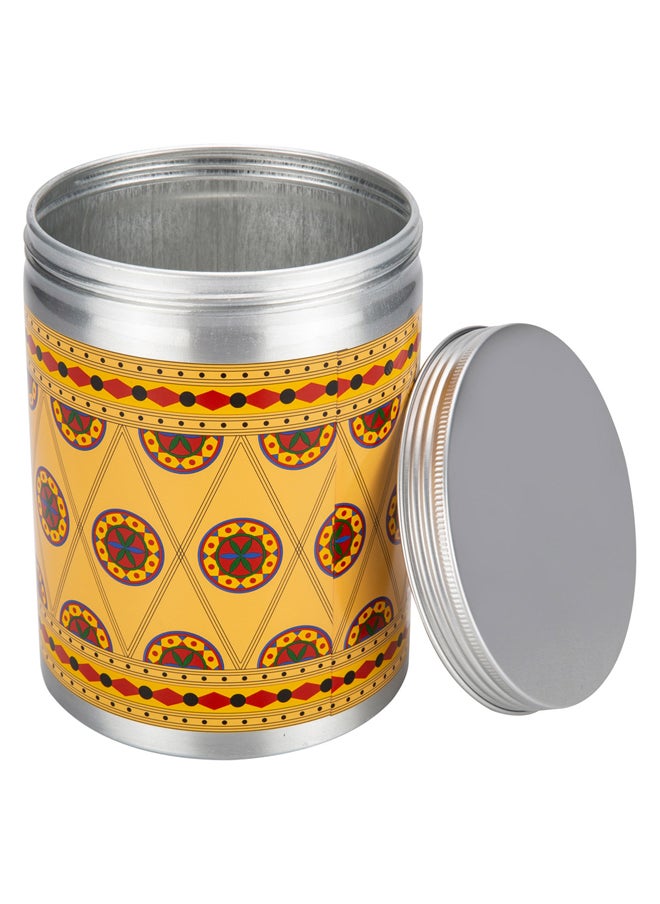 AL SANIDI - Najdi engraving aluminum spice box, Tea, coffee and sugar storage for trips, Silver, capacity 2000 ml - Image 1