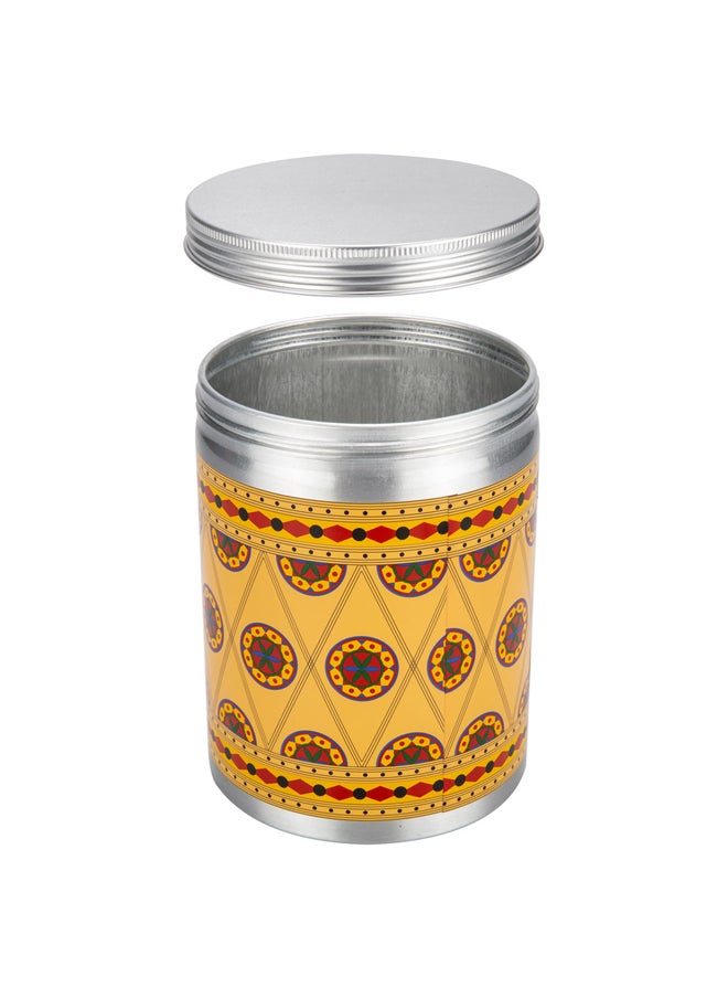 AL SANIDI - Najdi engraving aluminum spice box, Tea, coffee and sugar storage for trips, Silver, capacity 2000 ml - Image 1