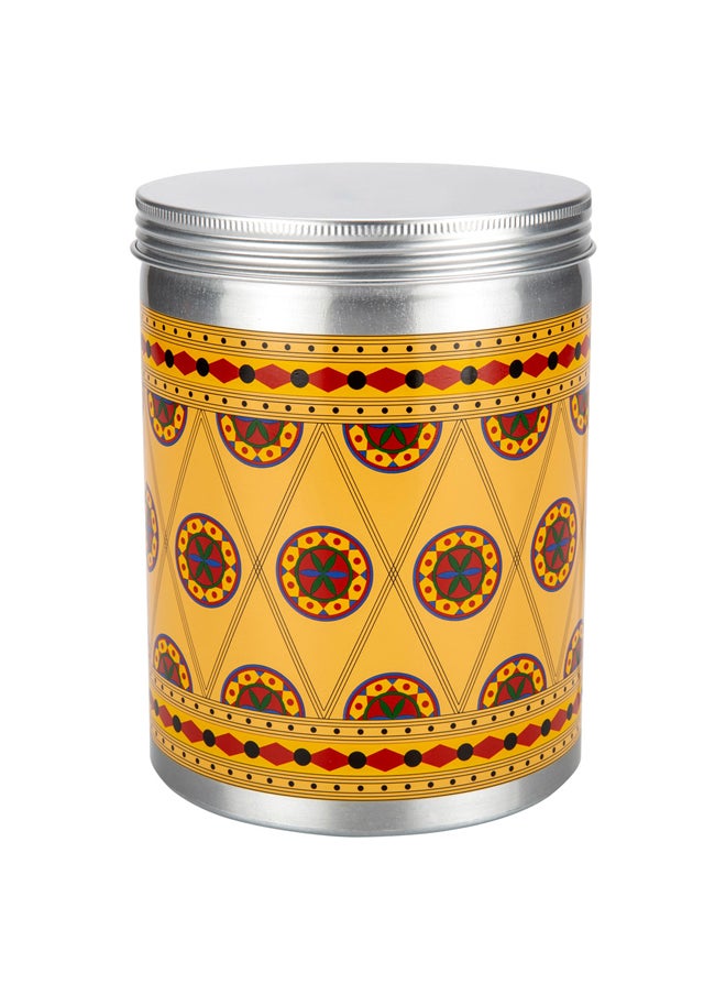 AL SANIDI - Najdi engraving aluminum spice box, Tea, coffee and sugar storage for trips, Silver, capacity 2000 ml - Image 1