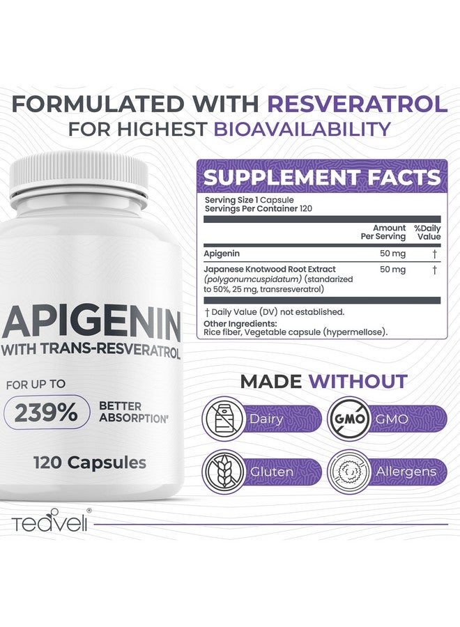 Advanced Apigenin Supplement with Resveratrol for Superior Bioavailability- 50mg Apigenin for Sleep Support Without Melatonin- Complements Magnesium Threonate, L Theanine- 120 Capsules, Vegan Friendly - Image 4