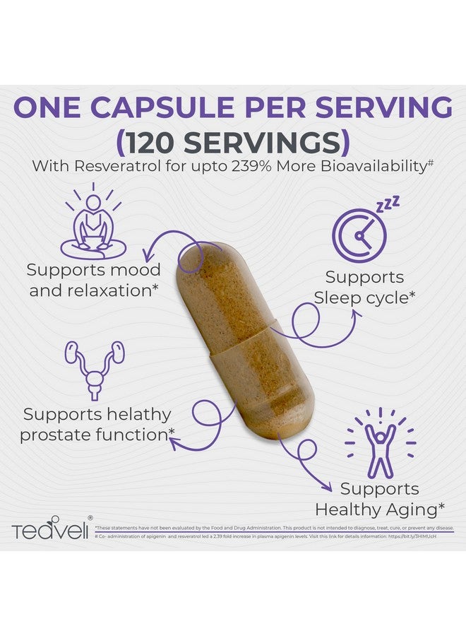 Advanced Apigenin Supplement with Resveratrol for Superior Bioavailability- 50mg Apigenin for Sleep Support Without Melatonin- Complements Magnesium Threonate, L Theanine- 120 Capsules, Vegan Friendly - Image 2