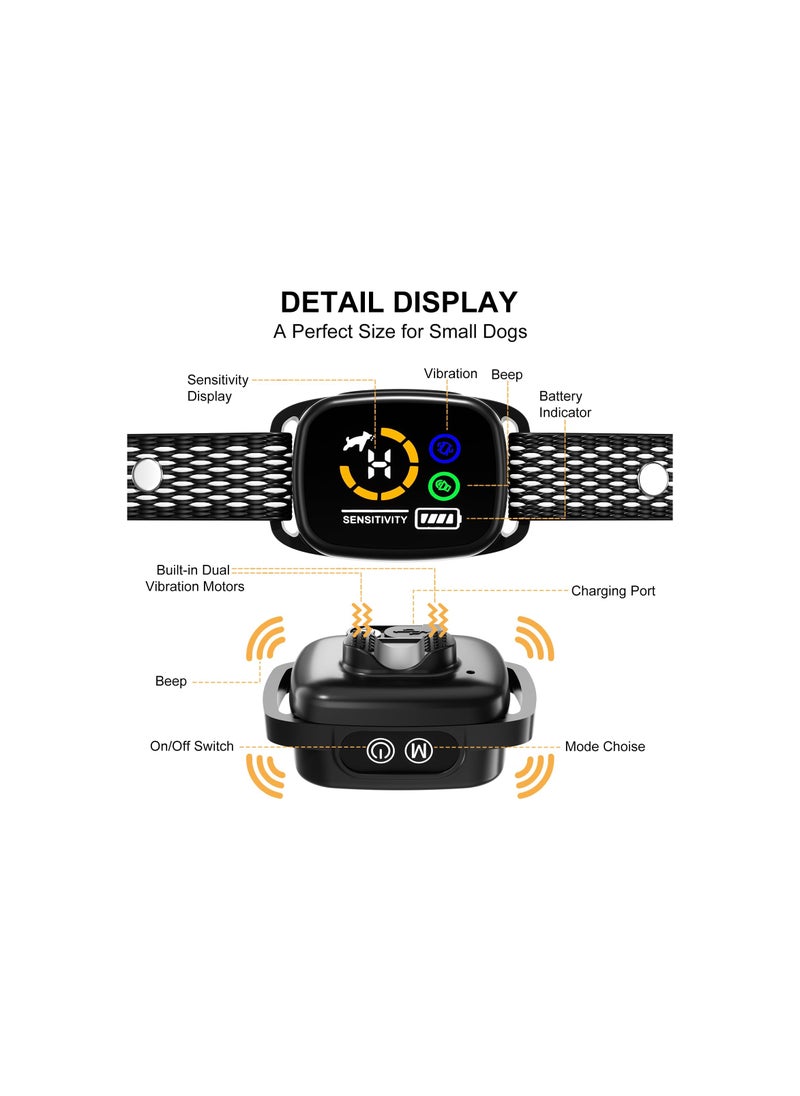 SYOSI - Bark Collar, for Small/Medium Dogs, No Shock Small Dog Bark Collar, Rechargeable Shockless Smart Anti Barking Collar with 6 Adjustable Sensitivity Beep Vibration for Small Medium Dogs(1 Pack) - Image 1