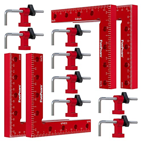 Fivepears 4 Pack 90 degree positioning square clamps set for woodworking, 5.5" x 5.5"(14 x 14cm) aluminum precision right angle corner clamp for square picture frame tool box cabinet drawer and wood - Image 1