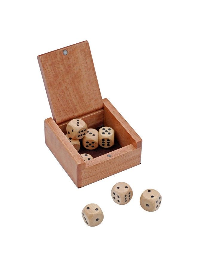 WE Games Wooden Dice Box And 8 Wooden Dice - Image 1