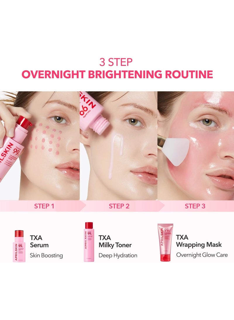 APRILSKIN ثنائي تعزيز البشرة الليلي من APRILSKIN TXA مع فرشاة سيليكون: سيروم الوجه 99 سبايكول و قناع التغليف الليلي 99 من TXA نياسيناميد - Image 2