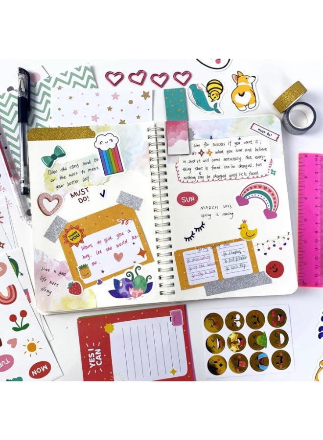 Capstro DIY Journal Kit – SH009 Pink Diary Set with 70-Page Journal, Stickers, Sticky Notes, Bookmarks & Tassel Pendant – Scrapbook & Stationery Craft Box for Kids Age 4+ – Creative Gift for Girls - Image 3