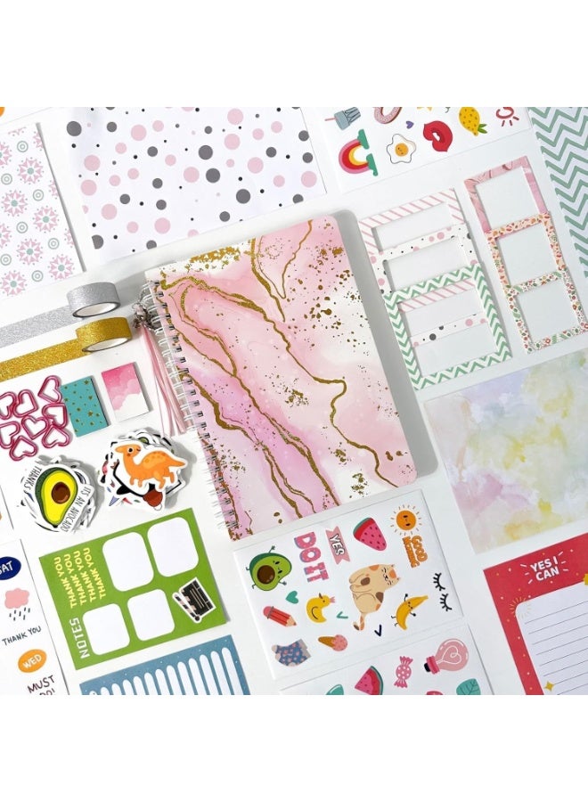 Capstro DIY Journal Kit – SH009 Pink Diary Set with 70-Page Journal, Stickers, Sticky Notes, Bookmarks & Tassel Pendant – Scrapbook & Stationery Craft Box for Kids Age 4+ – Creative Gift for Girls - Image 4