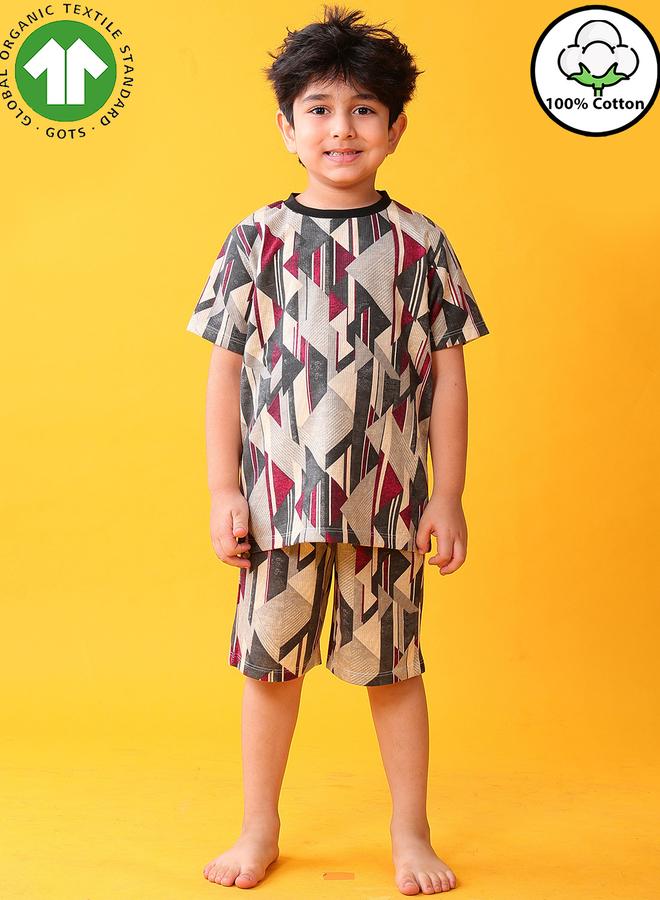 Anthrilo Kids Printed Cotton T-Shirt and Shorts Set - Image 1