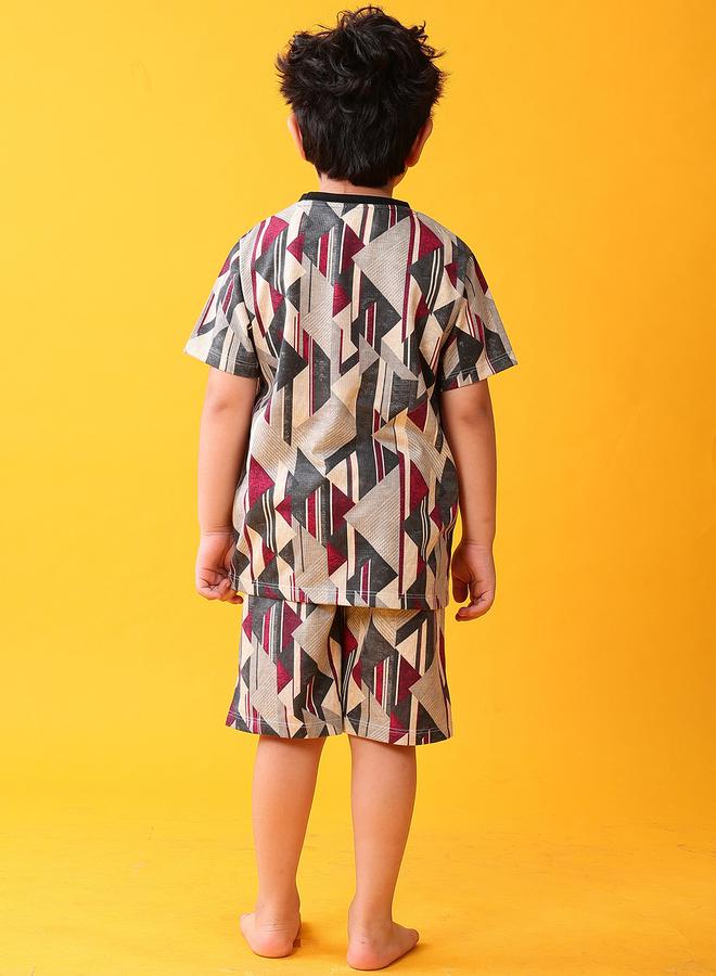Anthrilo Kids Printed Cotton T-Shirt and Shorts Set - Image 2
