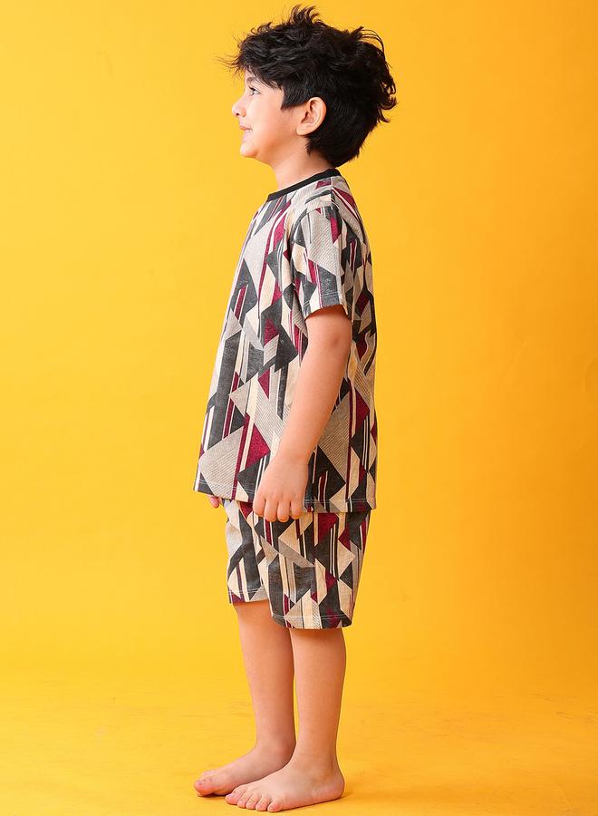 Anthrilo Kids Printed Cotton T-Shirt and Shorts Set - Image 3