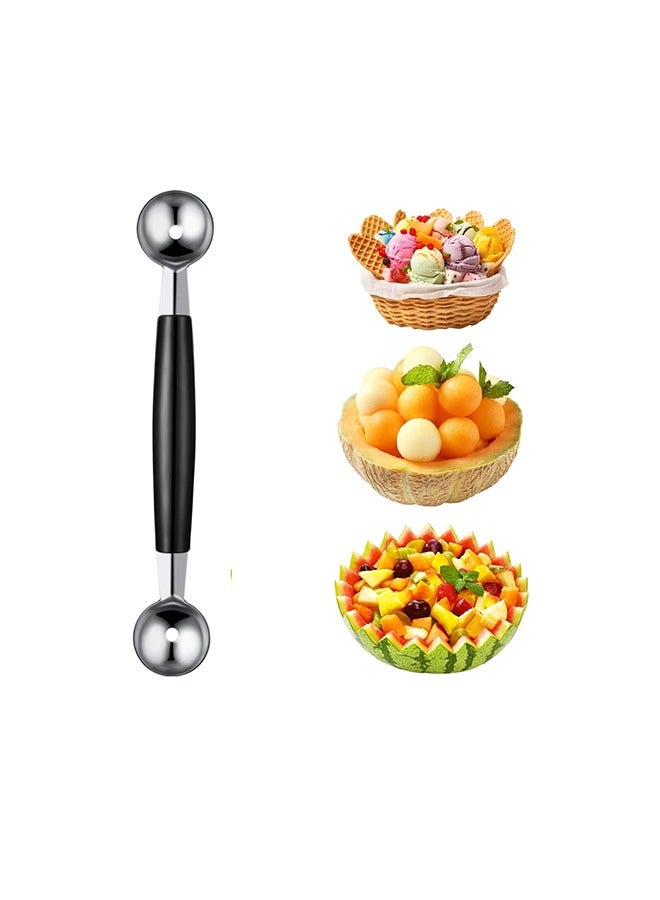 ملعقة فاكهة البطيخ ذات الوجهين، مغرفة 2 في 1 من الفولاذ المقاوم للصدأ لآيس كريم البطيخ والشمام - Image 1