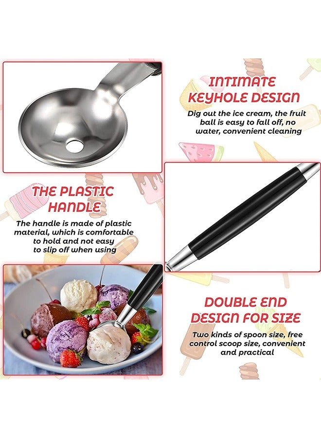 ملعقة فاكهة البطيخ ذات الوجهين، مغرفة 2 في 1 من الفولاذ المقاوم للصدأ لآيس كريم البطيخ والشمام - Image 4