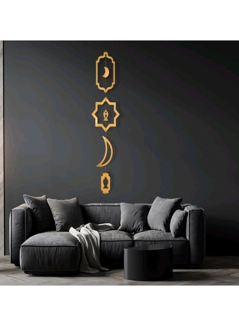 طقم دلايه اسلامي 3 اشكال  هلال و نجمه و فانوس ماتريال خشب  ليزر  الطقم 3 مقاسات مختلفه متعدده الالوان - Image 2