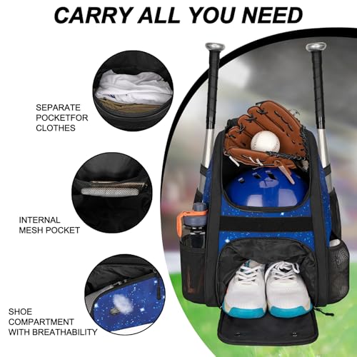 Goloni Youth Baseball BagBaseball Backpack with Shoes CompartmentSoftball Bag with Fence Hook for TBall Bat Equipment for Batting Mitten Helmet - Image 3