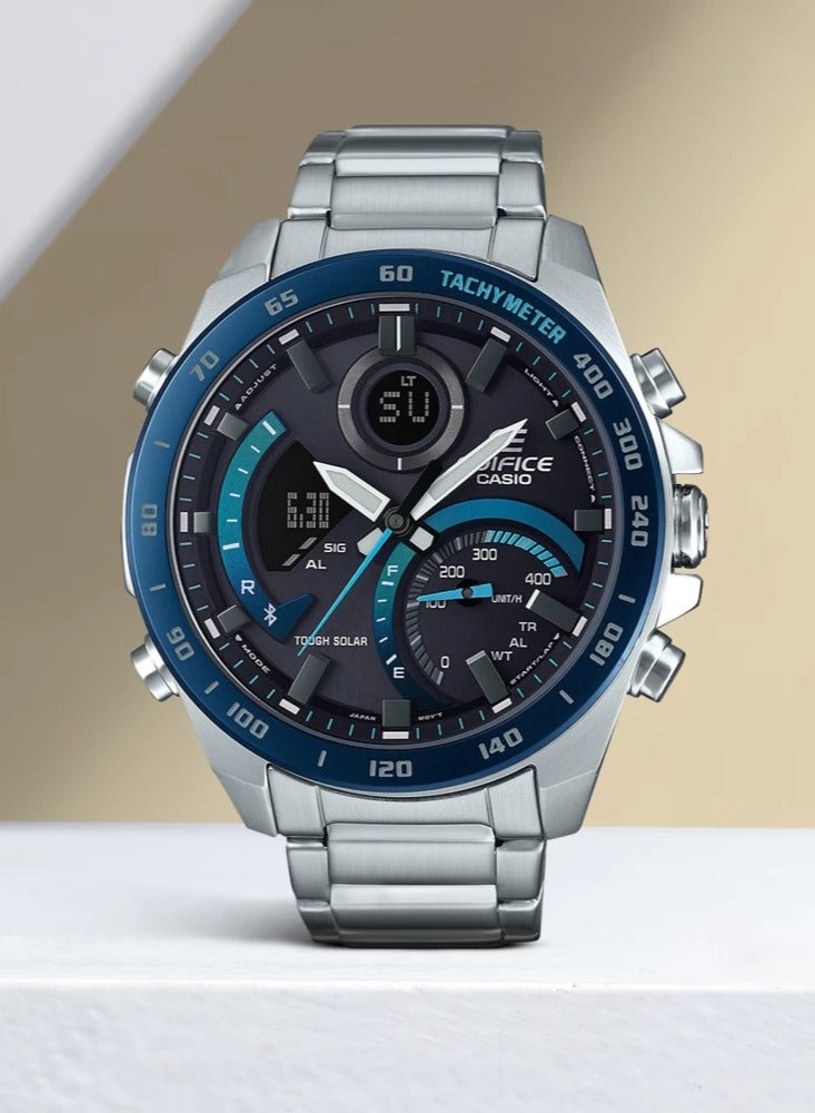 كاسيو إديفيس ECB-900YDB-1BDR أنالوج كوارتز فضي ستانلس ستيل ساعة رجالية - Image 2