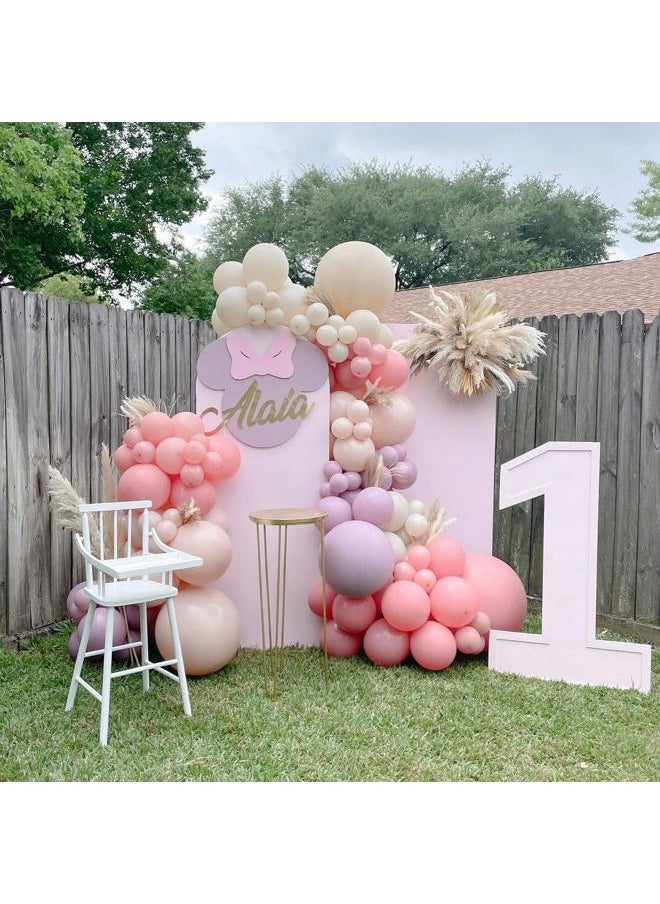 Isndare - Purple Pink Balloon Garland Arch Kit Nude White Double Stuffed Balloons Cream Blush White Sand Latex Balloons Peach Pastel Light Purple Dusty Pink Balloon Birthday Party Decoration Boho Wedding - Image 1