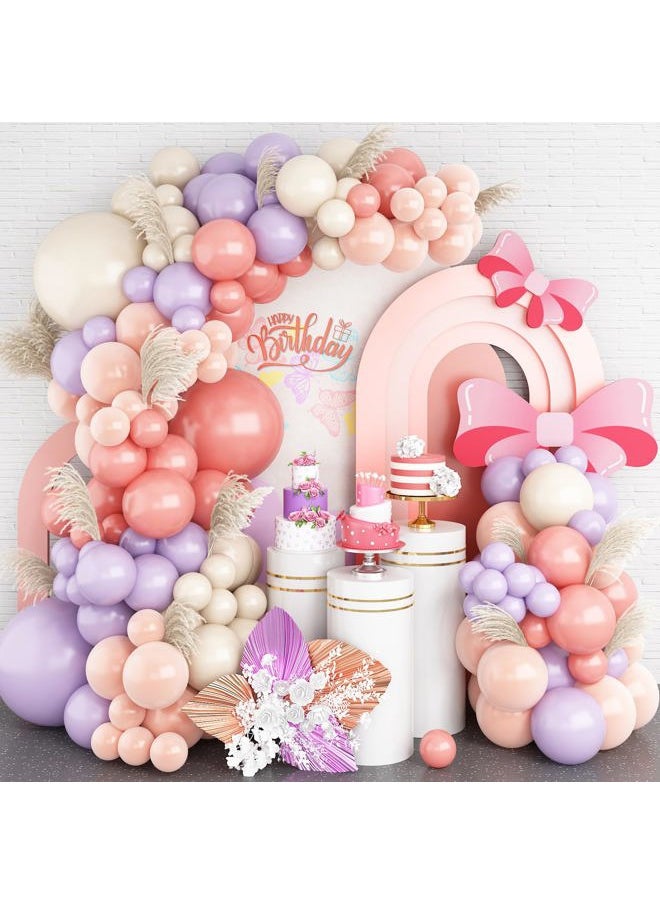 Isndare - Purple Pink Balloon Garland Arch Kit Nude White Double Stuffed Balloons Cream Blush White Sand Latex Balloons Peach Pastel Light Purple Dusty Pink Balloon Birthday Party Decoration Boho Wedding - Image 1