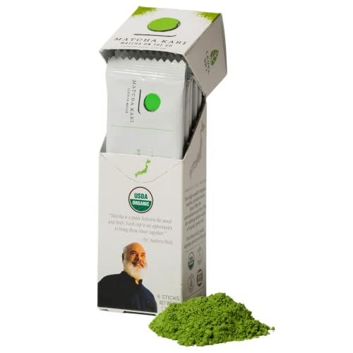 Matcha Kari Matcha Green Tea Powder Single Serving Sticks, Dr. Weil's Ceremonial Organic Matcha Powder Singles Packets - Individual Tea Packets (6) - Image 1