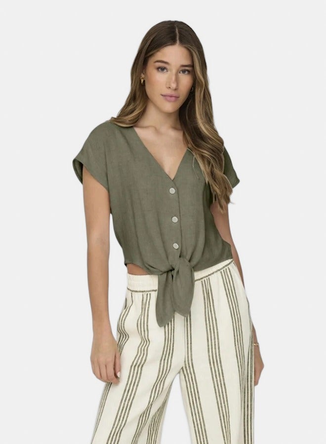 ONLY Onlsiesta Ss Knot Lin Bl Shirt Pnt Noos - Image 2