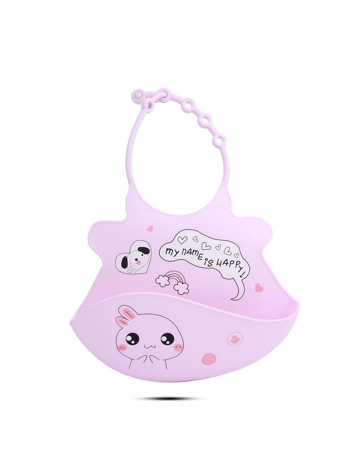 Thoraya BBSKY Baby Bibs Waterproof Saliva Pocket Food Grade Silicone Easily Wipe Eating BibPink  - Image 1