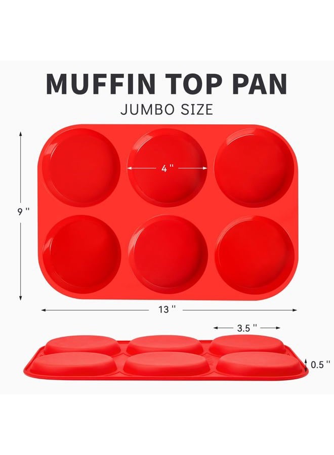 Puyeipt 2 Pack Silicone Egg Molds for Breakfast Sandwiches, 4 Inch Jumbo Muffin Top Pans, Non-Stick Round Baking Molds for Egg Bites, Whoopie Pies, English Muffins, Hamburger Buns - Image 2