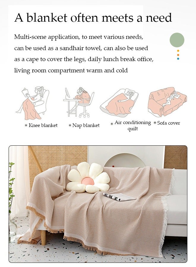 DUNISO غطاء أريكة بسيط، منشفة أريكة، غطاء أريكة بأسلوب بسيط، بطانية أريكة لجميع الفصول بغطاء أريكة قطعة واحدة سهلة العناية بها، بطانية متعددة الوظائف، شال، منشفة أريكة 130*180 سم (كاكي) - Image 4
