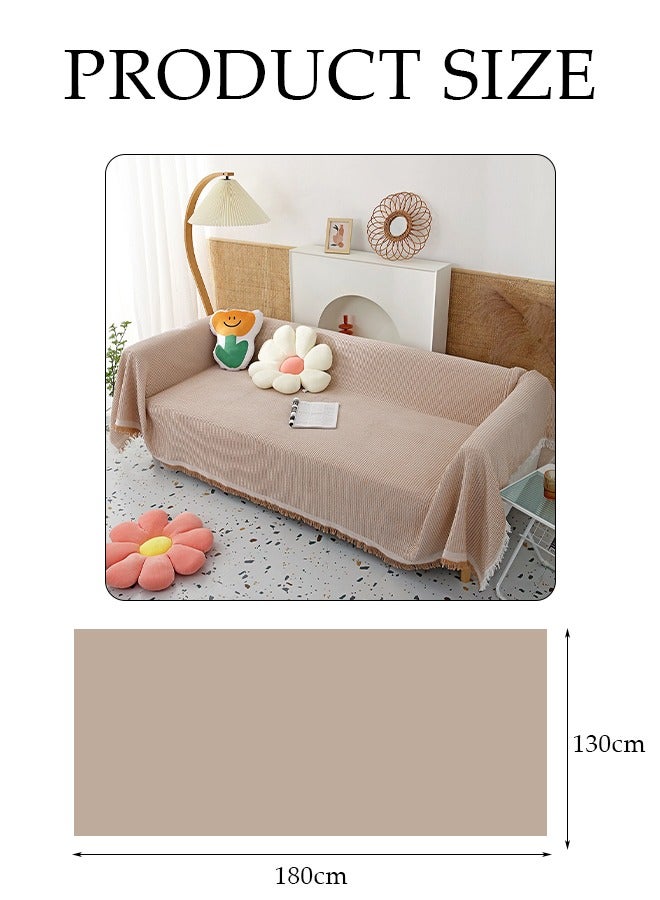 DUNISO غطاء أريكة بسيط، منشفة أريكة، غطاء أريكة بأسلوب بسيط، بطانية أريكة لجميع الفصول بغطاء أريكة قطعة واحدة سهلة العناية بها، بطانية متعددة الوظائف، شال، منشفة أريكة 130*180 سم (كاكي) - Image 2