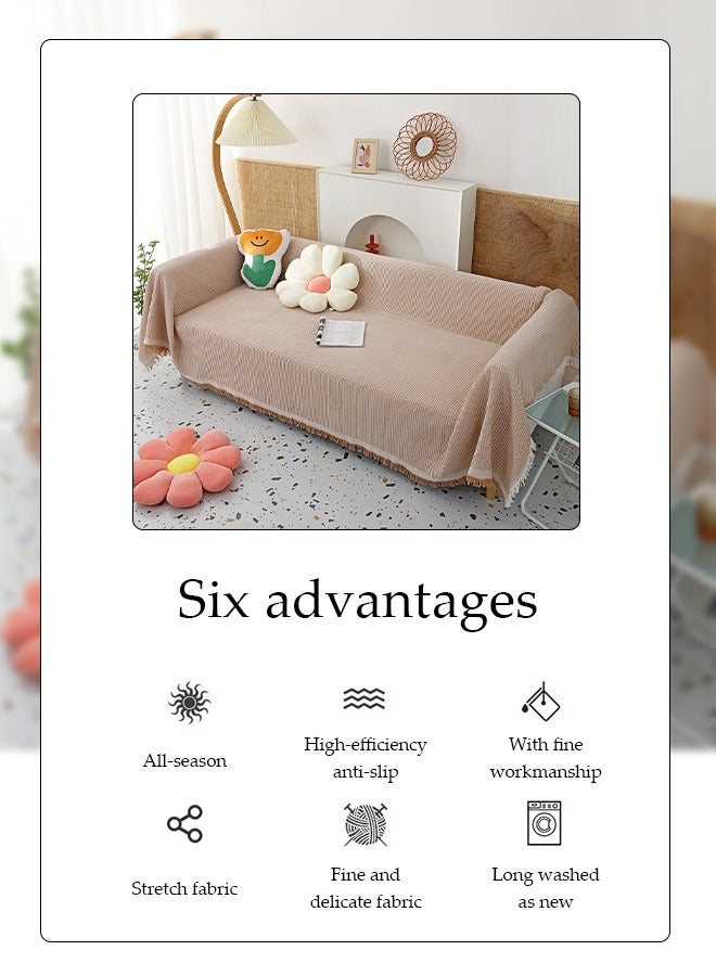 DUNISO غطاء أريكة بسيط، منشفة أريكة، غطاء أريكة بأسلوب بسيط، بطانية أريكة لجميع الفصول بغطاء أريكة قطعة واحدة سهلة العناية بها، بطانية متعددة الوظائف، شال، منشفة أريكة 130*180 سم (كاكي) - Image 5