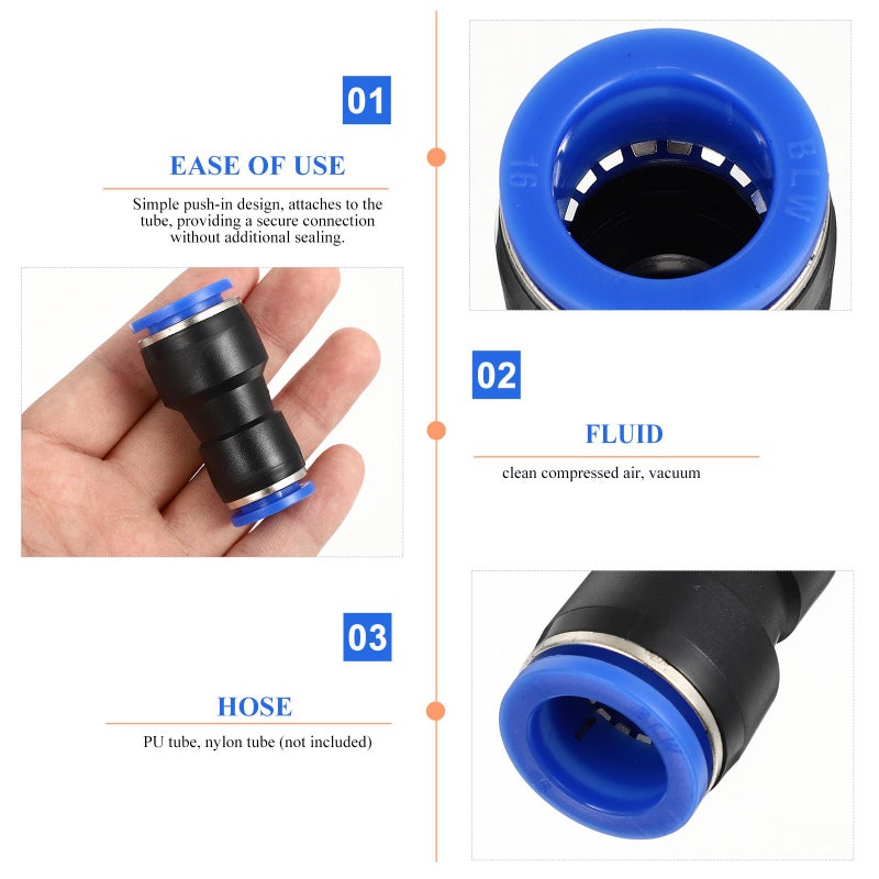 10Pcs 12mm To 16mm Pneumatic Push To Connect Tube Fittings Straight Hose Connectors For Industrial Air Tools - Image 4