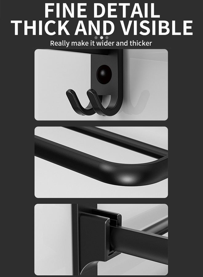 Reelyo Hanging Towel Rack, Foldable Wall-mounted Towel Bars Holder, 40CM Aluminum Towel Hanger for Bathroom, Space-saving Shelf Includes 2 Towel Hooks, Towel Bar Attachment, Holes, Hole Mounting, For Bathrooms, Washrooms, Kitchens, Easy to Store Luminiums, Bathrooms, Washbasins, Strong (Matte Black) - Image 5