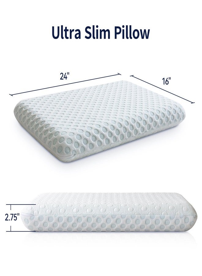 Hcore Ultra Thin Pillow 2.75" Stomach Sleeping, Slim Pillow for Side Back Stomach Sleepers, Gel Infused Memory Foam Pillow with Two-Sided Pillow - CertiPUR-US - Standard - Image 4