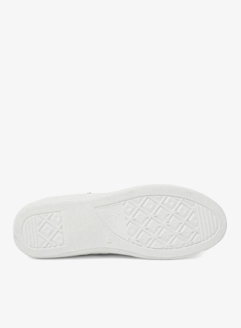 Take Two  White Quilted PU Lace-Up Sneakers for Women | Best Price UAE