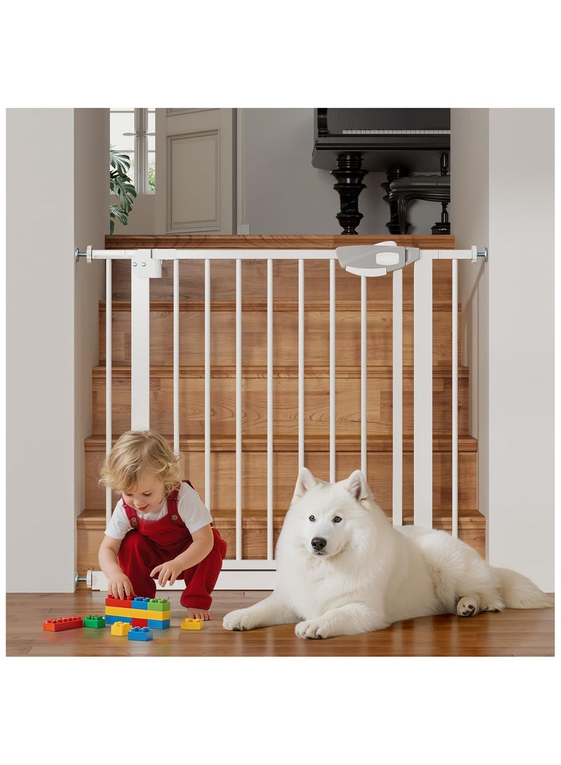 Gogoya Auto Close Safety Baby Gate, Maximum Width is 143cm, Including 10 cm, 20 cm, 30 cm Extension Rack, Dog Gate for Stairs,Extra Wide Child Gate - Image 1